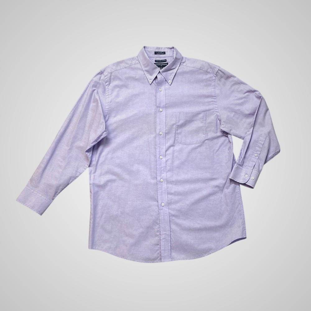 Saddlebred Oxford Shirt Mens 16.5 32/33 Purple Excellent Easy Care Button Down‎